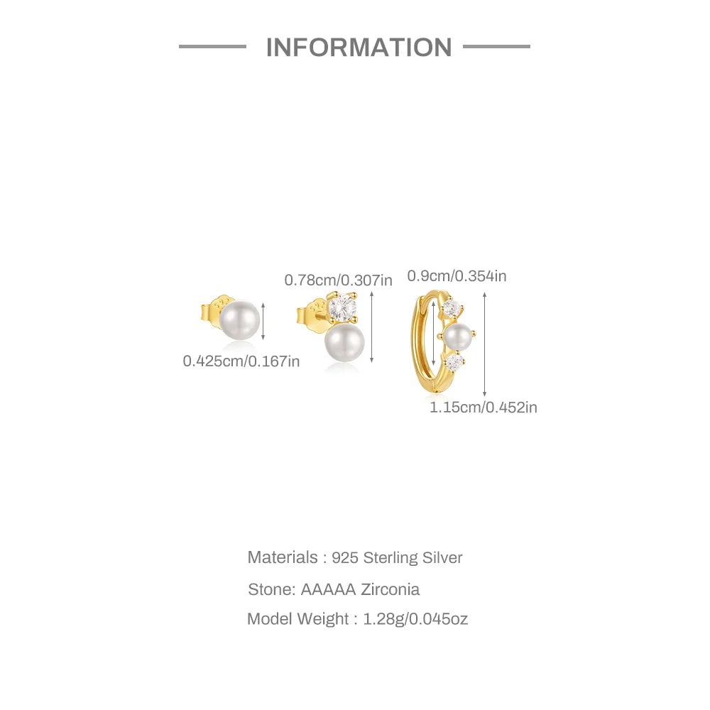 925 Sterling Silver Earring Set – Waterdrop, Flower & Pearl Trio