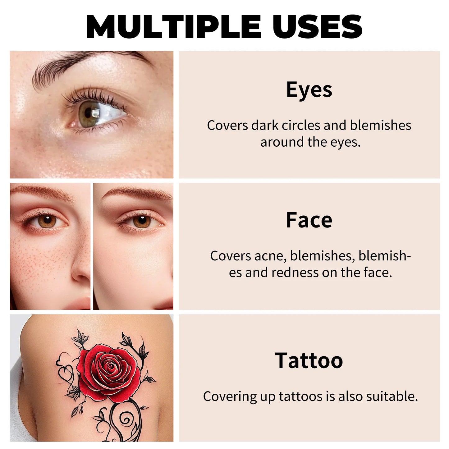 Waterproof Full Coverage Concealer for Scars, Tattoos & Blemishes
