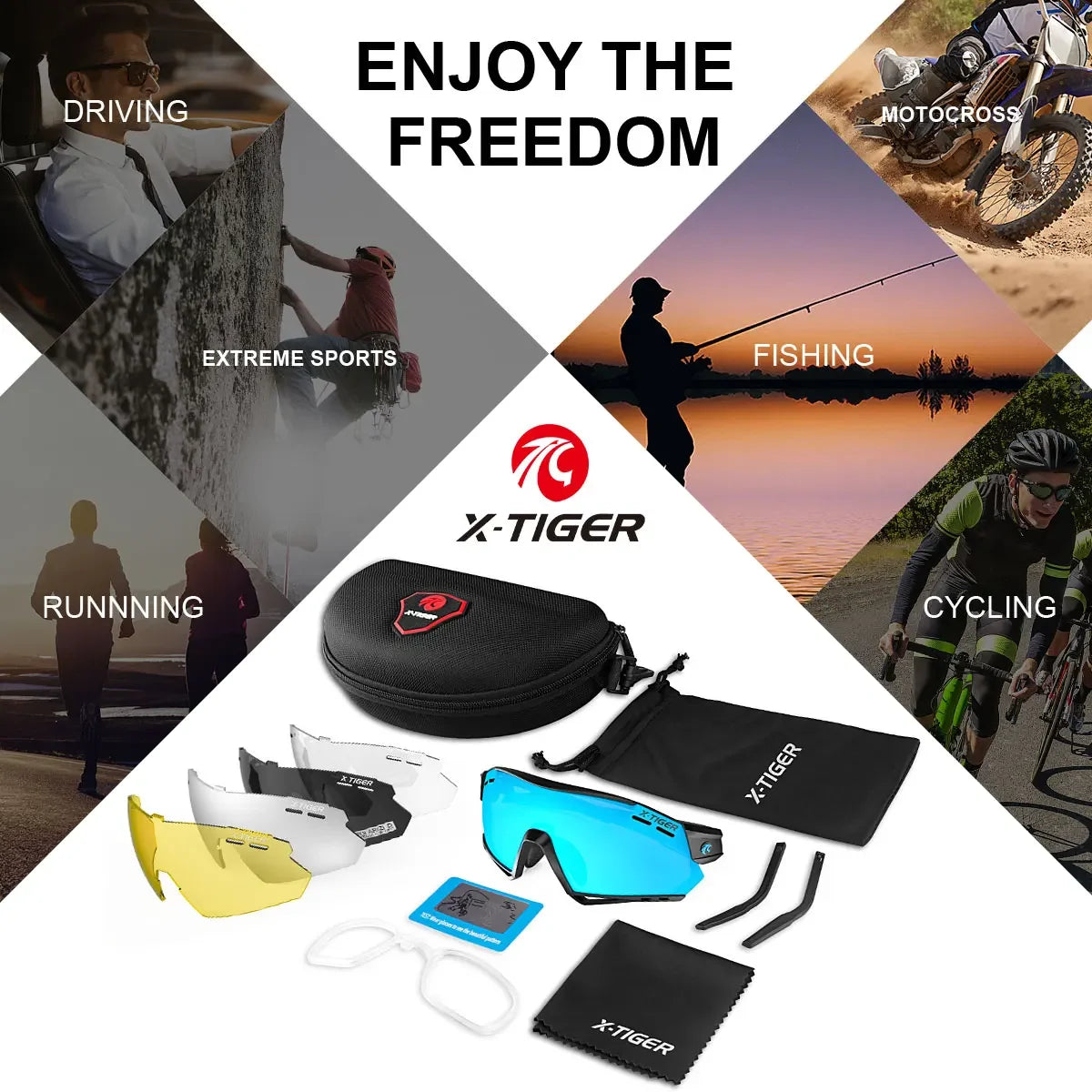 5-Lens Polarized Cycling Glasses – UV Protection Sports Eyewear