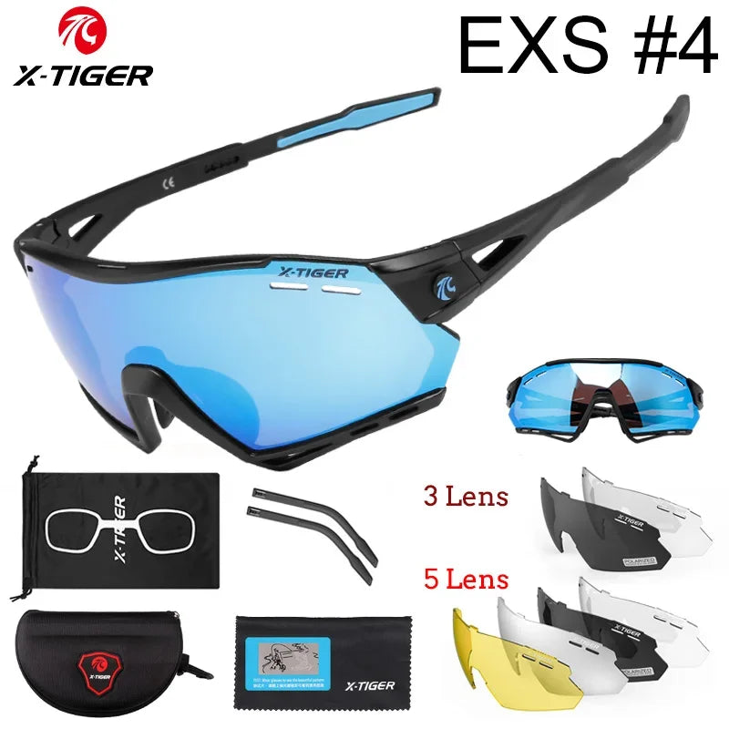 5-Lens Polarized Cycling Glasses – UV Protection Sports Eyewear