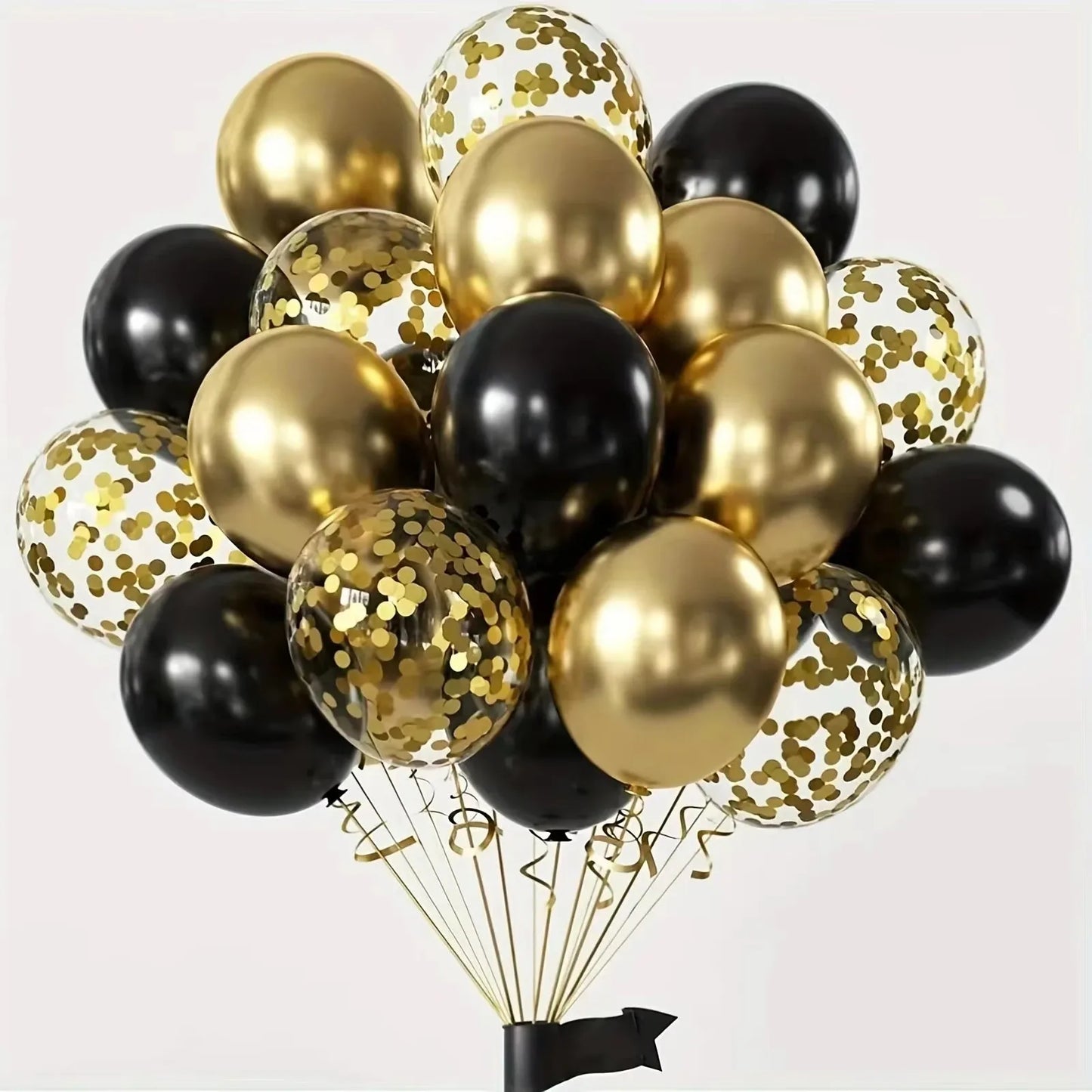 16pcs Black Metallic Sequin Balloons – Party & Event Decor