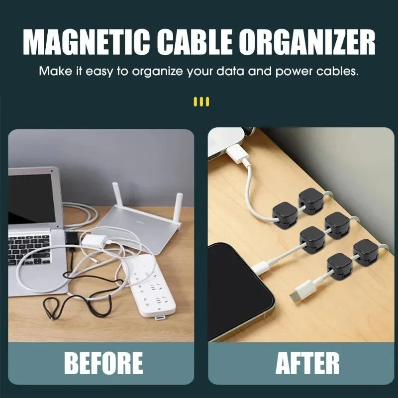 Magnetic Cable Clips – Adhesive Cord Organizer for Desk & Home