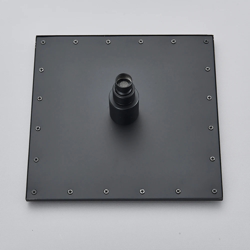 Black LED Rainfall Shower Head | Remote Control Ceiling Waterfall Tap