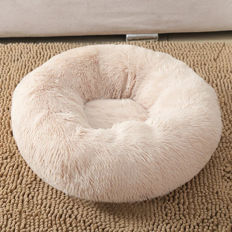 Round Plush Pet Bed – Soft Sleeping Cushion for Cats & Dogs