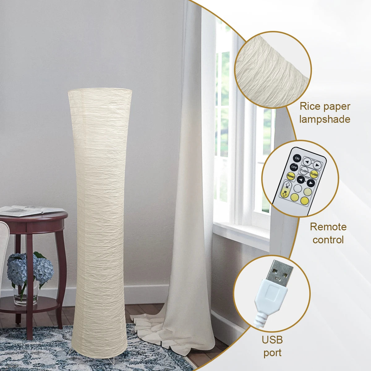 Three-Color Paper Lampshade LED Floor Lamp