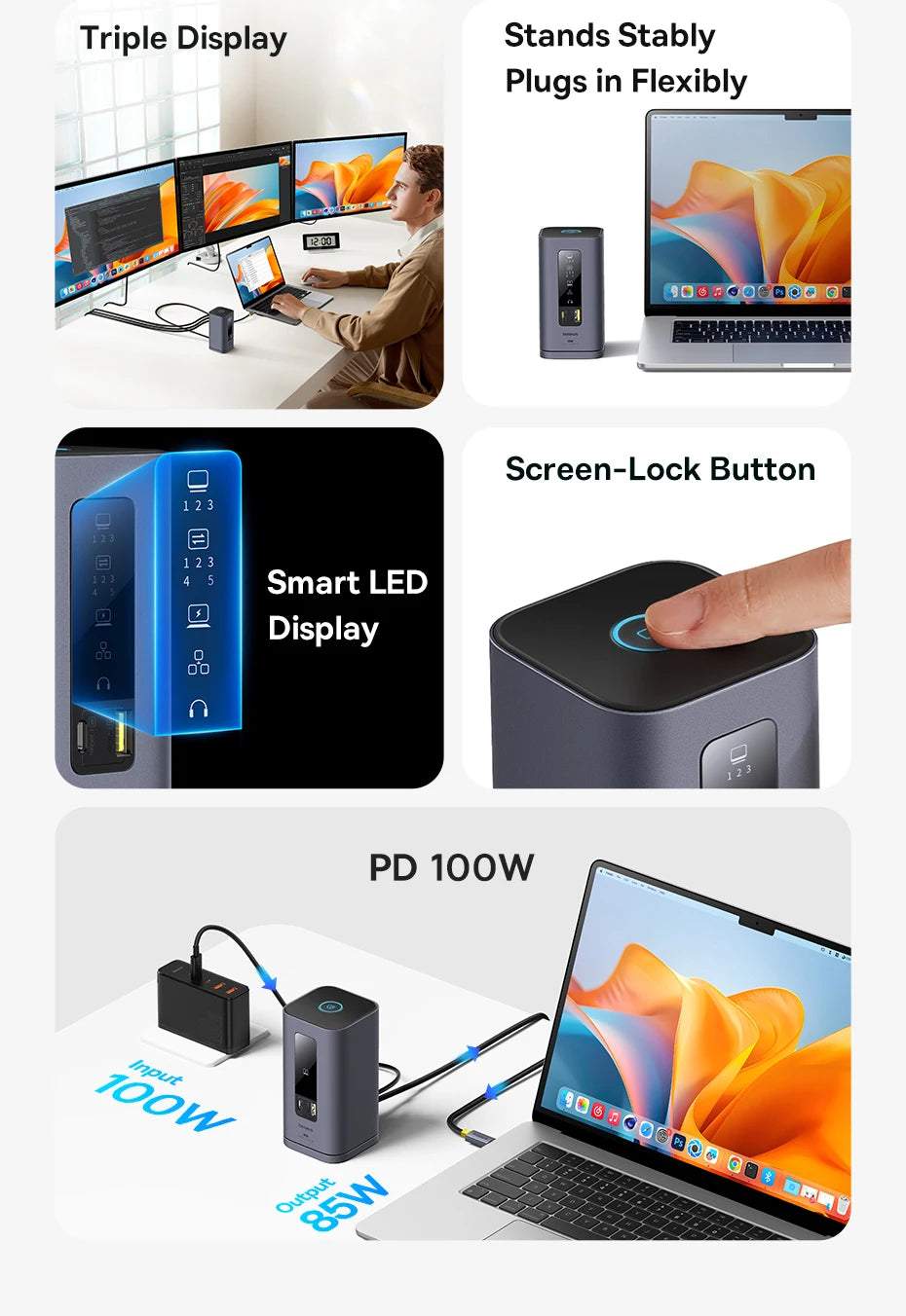USB-C 11-in-1 Hub – 4K HDMI, DP Triple Display, 100W PD Dock