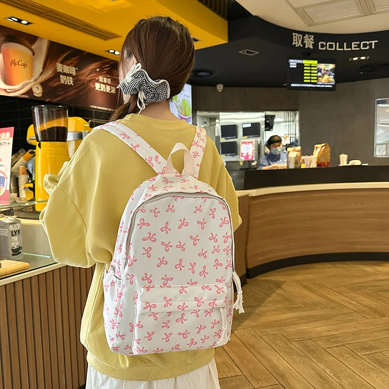 Waterproof Nylon Backpack for Women – Simple Solid Color Travel Bag