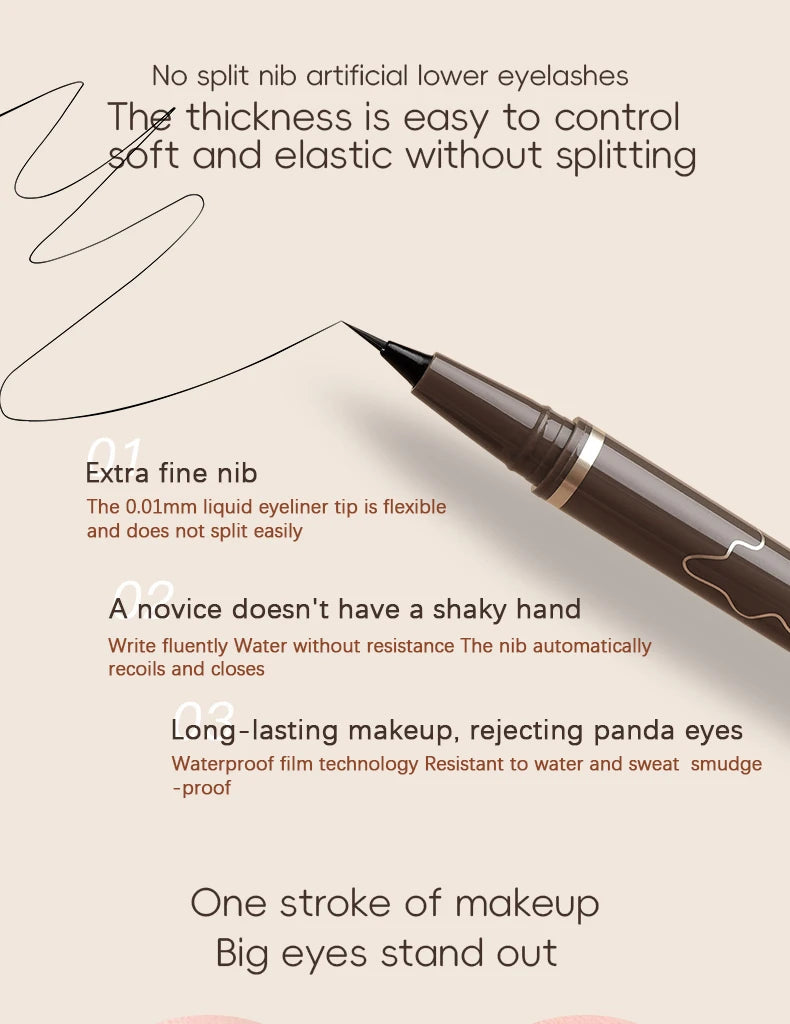 Waterproof Fine Tip Eyeliner Pen–Quick-Dry, Smudge-Proof for Beginners