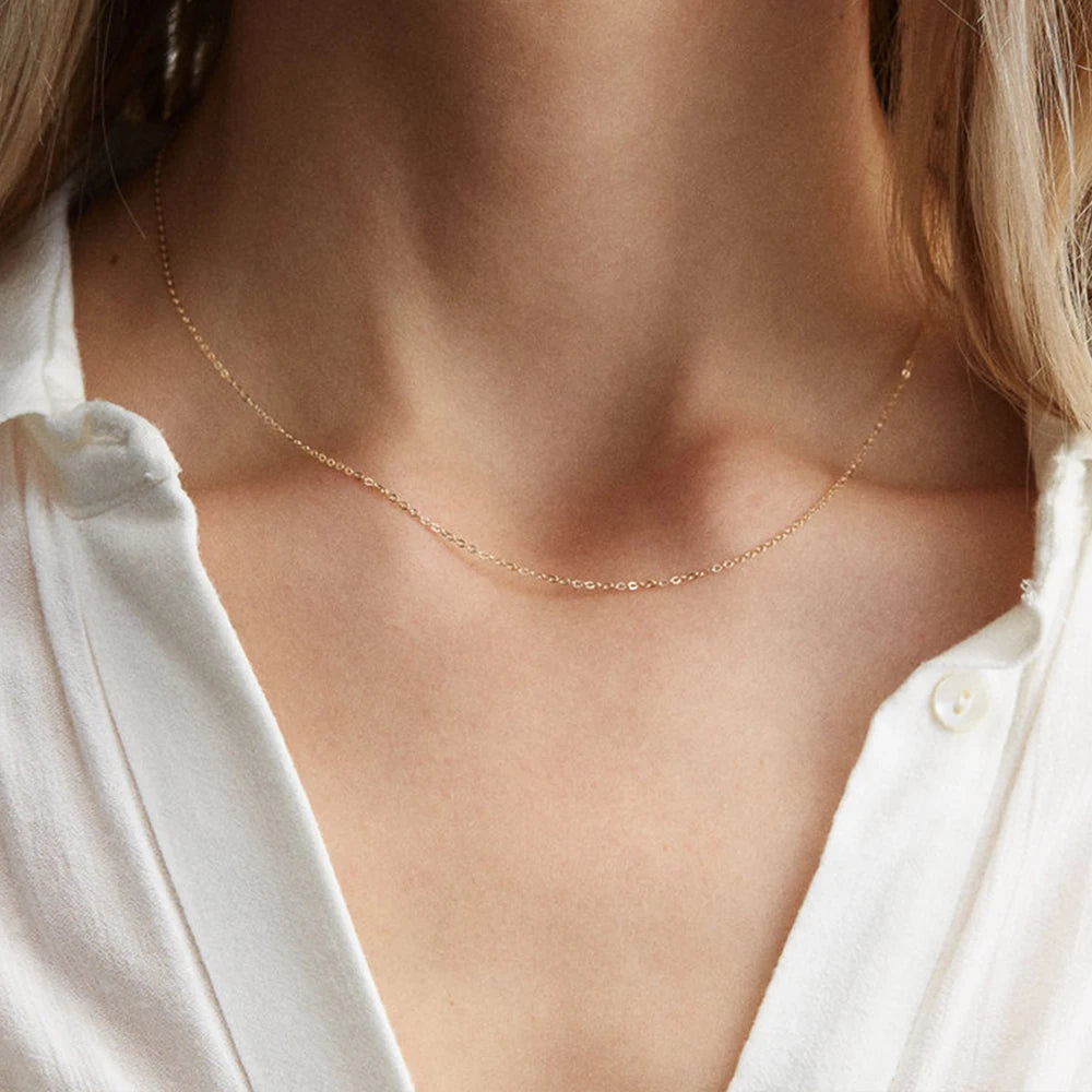 Fine Gold Color Stainless Steel Chain Necklace – Short & Long Styles