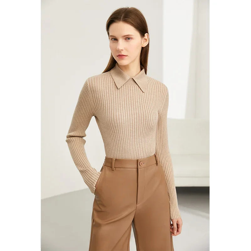 Women’s Slim Fit Striped Sweater – Autumn Office Basic Knitted Top