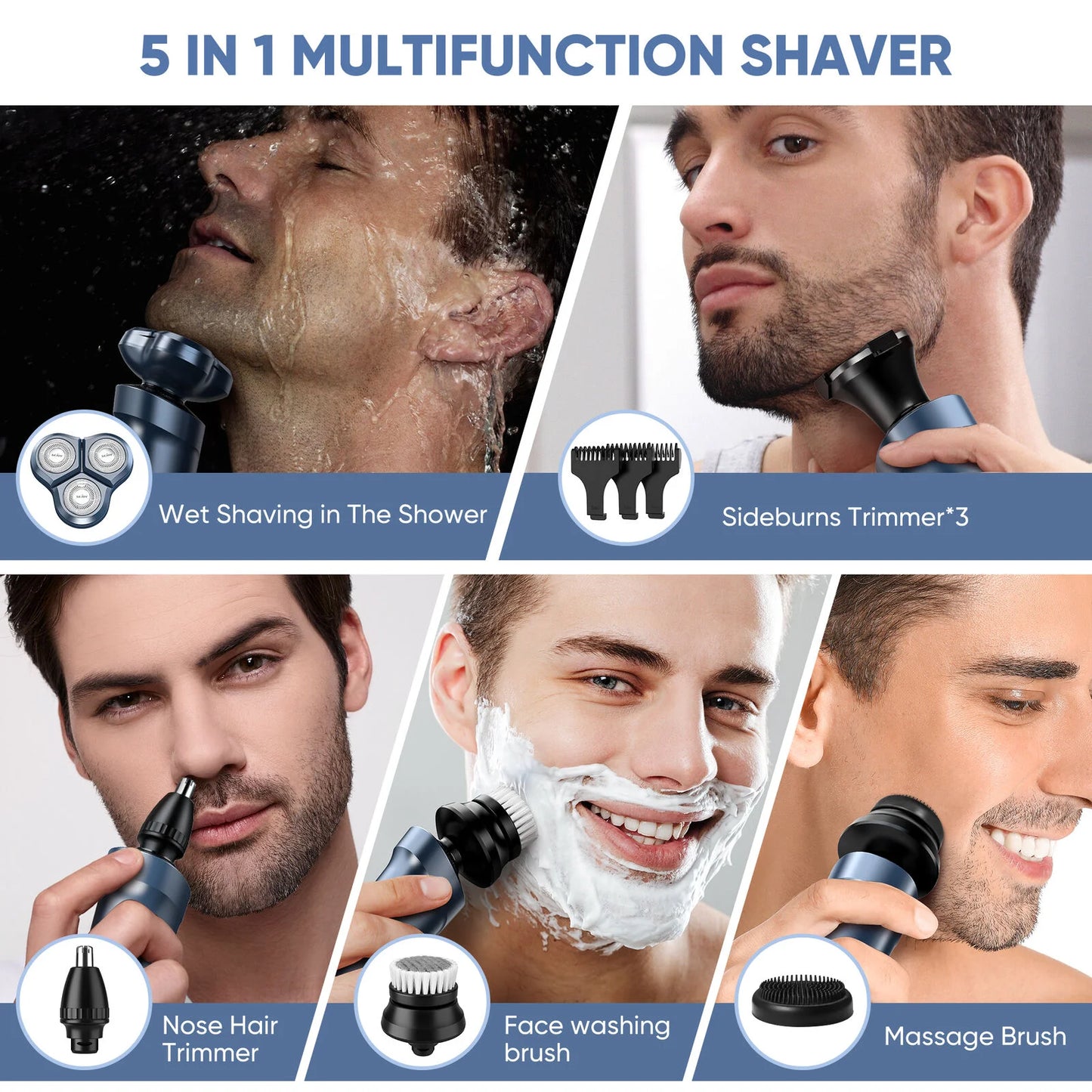 3-in-1 Electric Shaver – Beard, Nose & Razor Trimmer Waterproof