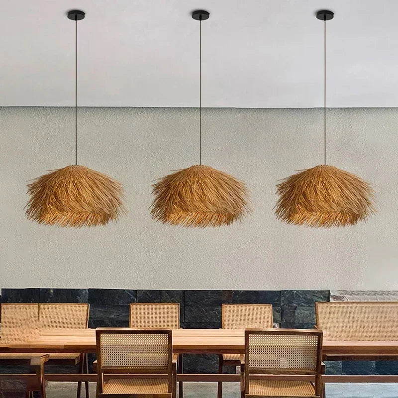 Retro Hand-Woven Rattan LED Chandeliers – Pendant Lights 40–80cm