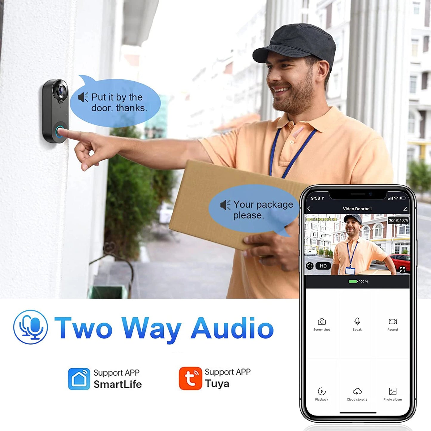 Cartmela 1080P WiFi Smart Video Doorbell | Wireless Home Security Camera