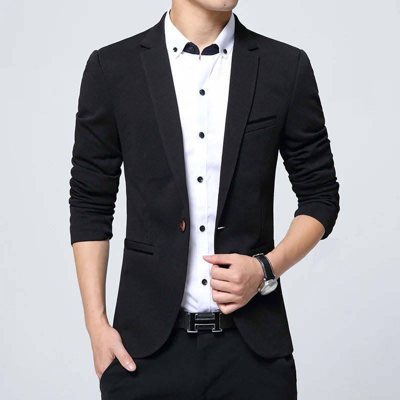 Men's Slim Fit Blazer – Smart Casual Suit Jacket for Spring & Autumn