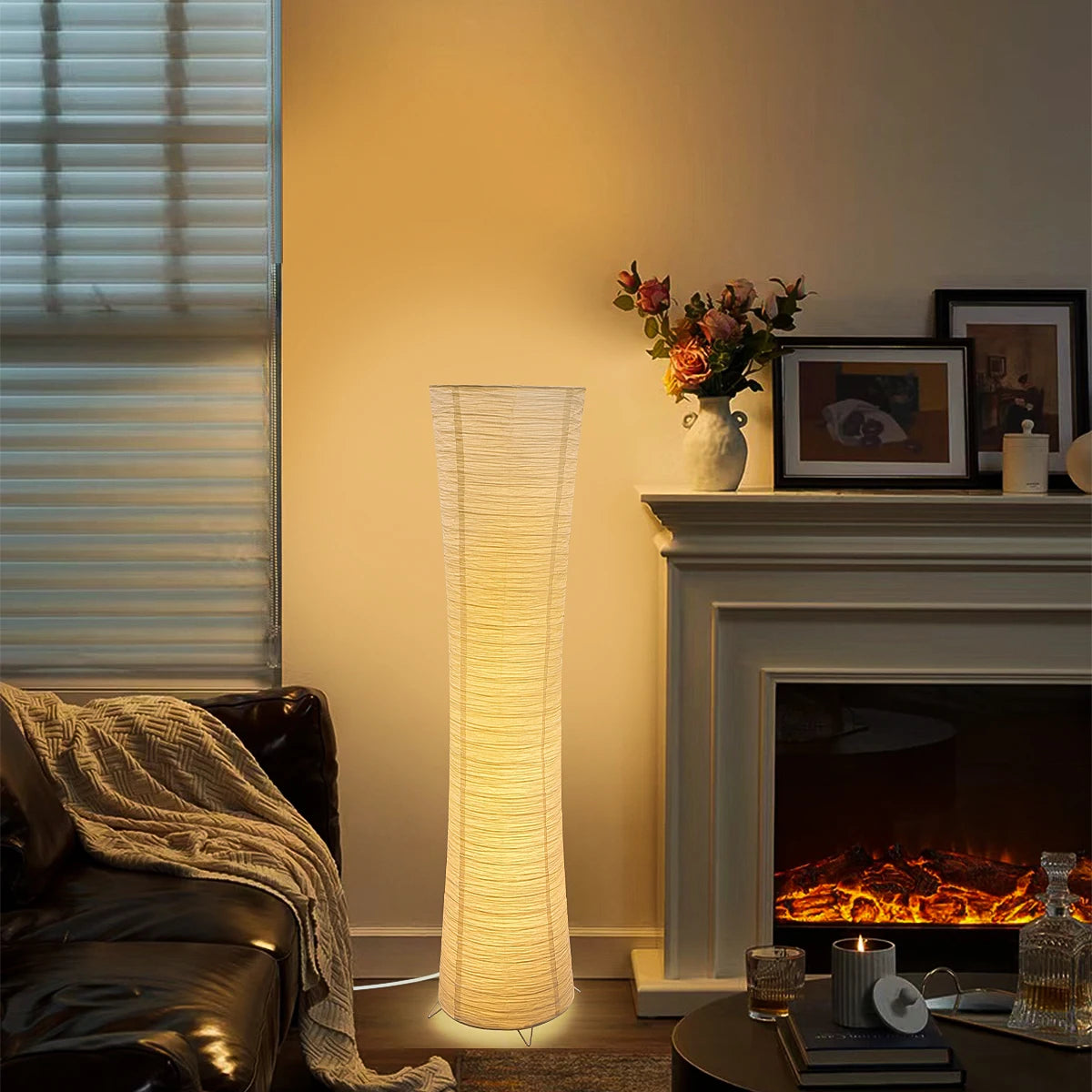 Three-Color Paper Lampshade LED Floor Lamp