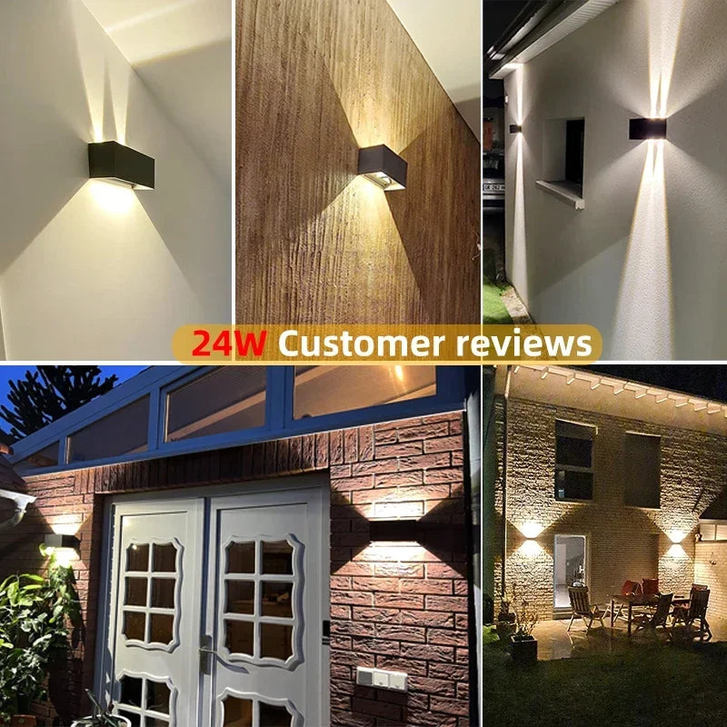 Waterproof Aluminum LED Wall Lamp – 12W/24W Indoor Outdoor Light