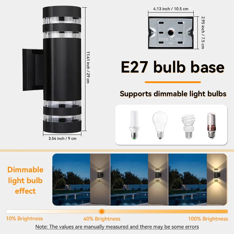 Outdoor Waterproof Street Wall Light – LED E27 Bulb Fixture
