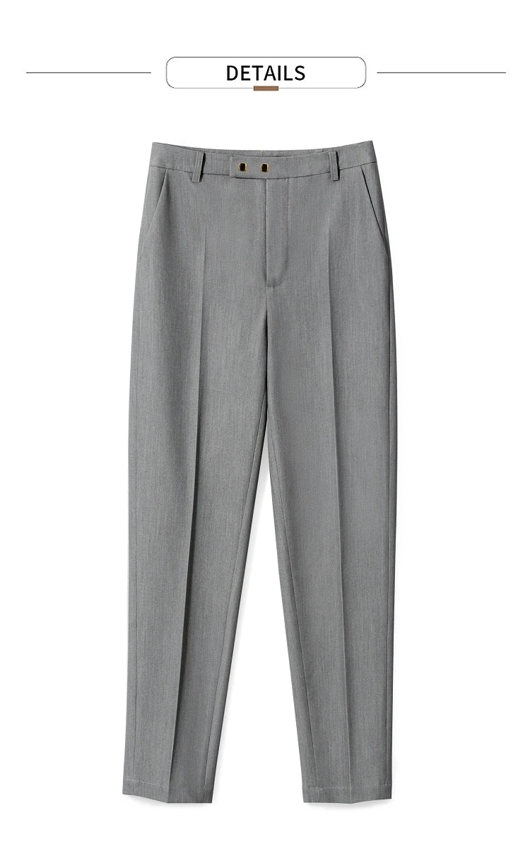 Women’s Straight Casual Pants – Summer Elastic Waist Office Wear