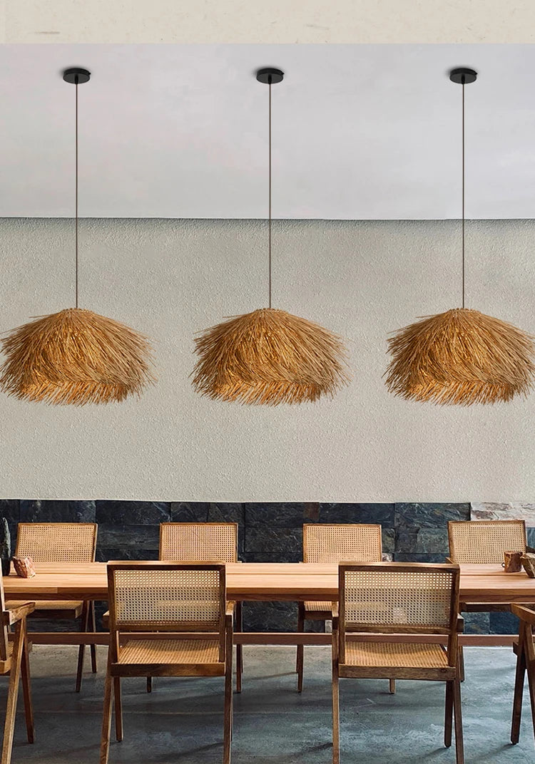 Retro Hand-Woven Rattan LED Chandeliers – Pendant Lights 40–80cm