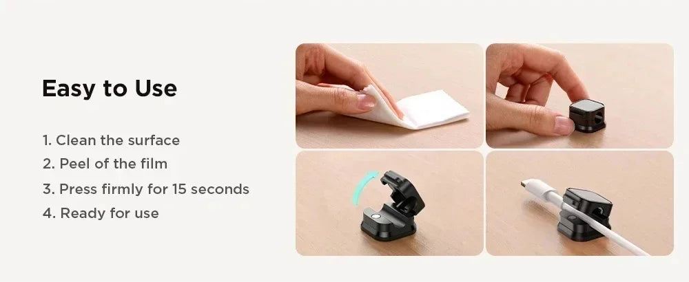 Magnetic Cable Clips – Adhesive Cord Organizer for Desk & Home