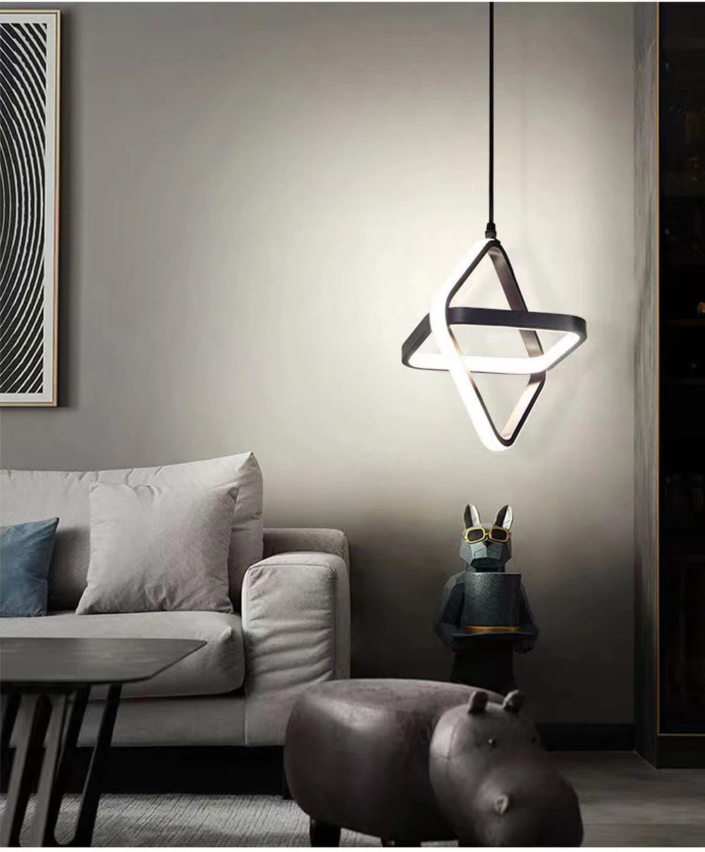 Modern Black LED Pendant Light – Dining & Bedroom Chandelier Lamp
