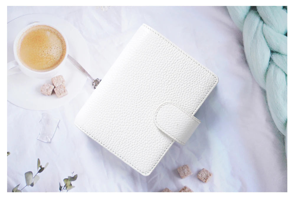 A8 / M5 Mini Rings Planner – Pebbled Grain Cowhide Leather Organizer