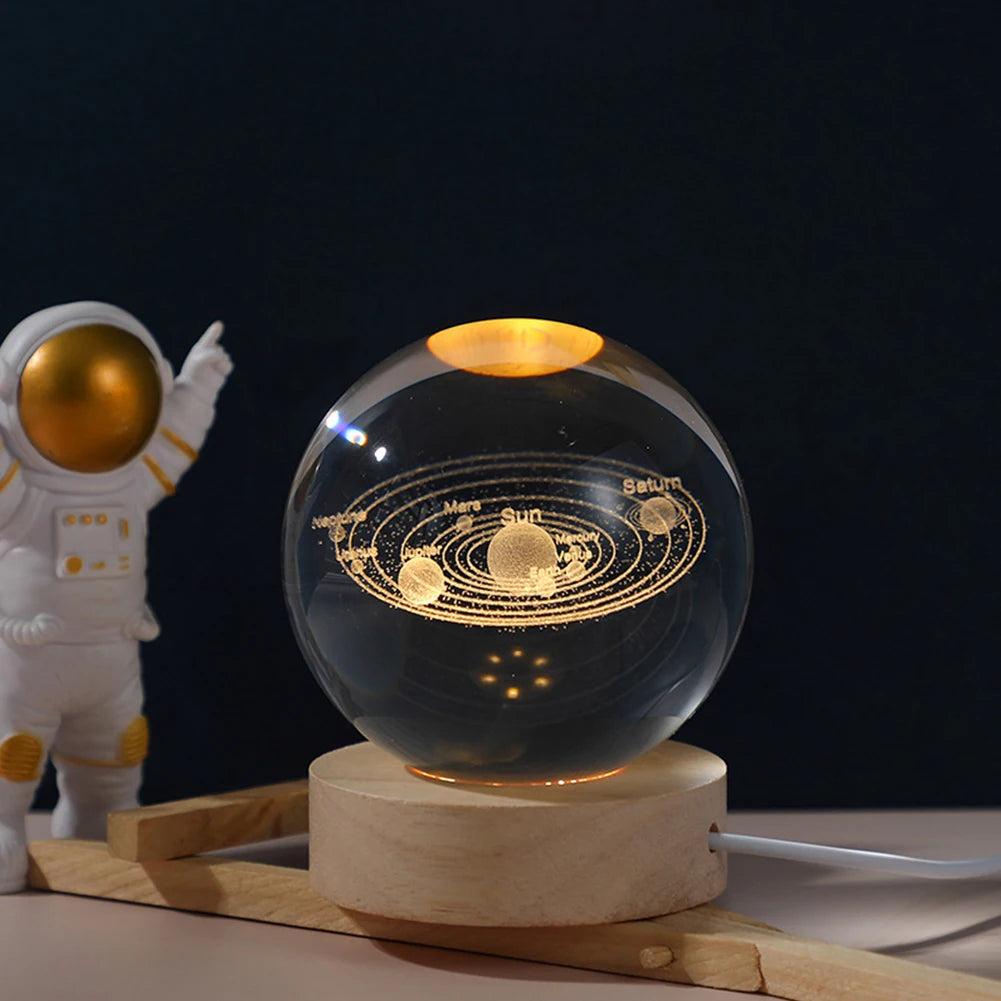 USB LED Galaxy Crystal Ball Lamp – 3D Moon Planet Night Light