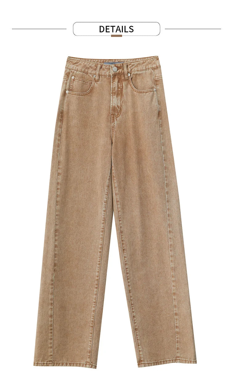 Women’s Retro Wide-Leg Jeans – Loose Straight Cotton Denim Pants