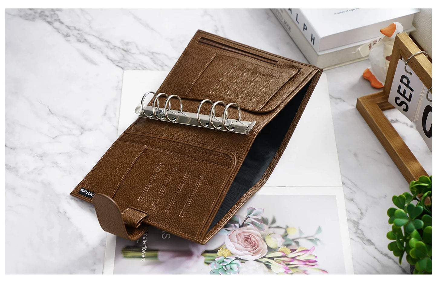 Personal Size Planner – 30mm Rings, Genuine Pebbled Grain Leather