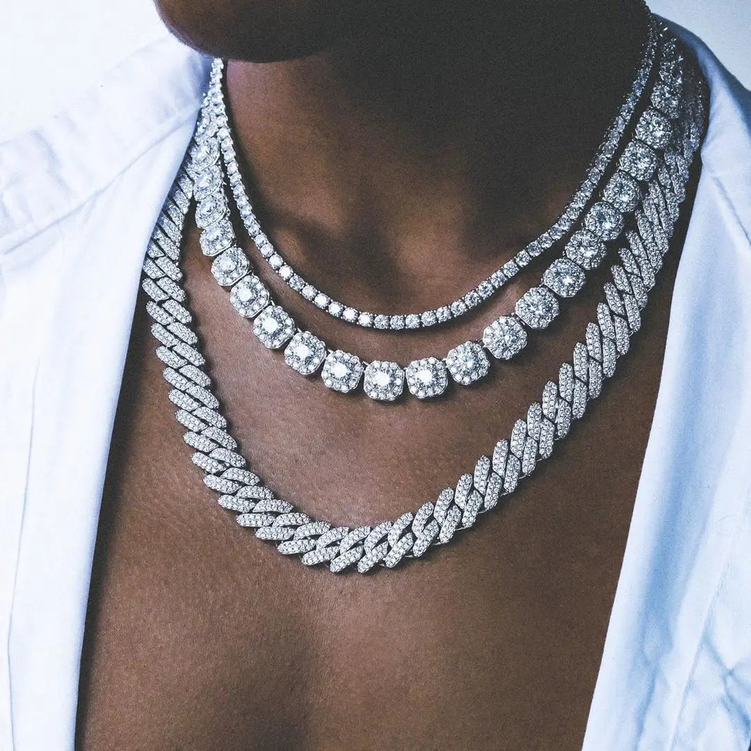 Hip Hop Iced Out Cuban Link Chain Necklace – Gold & Silver Men’s Gift
