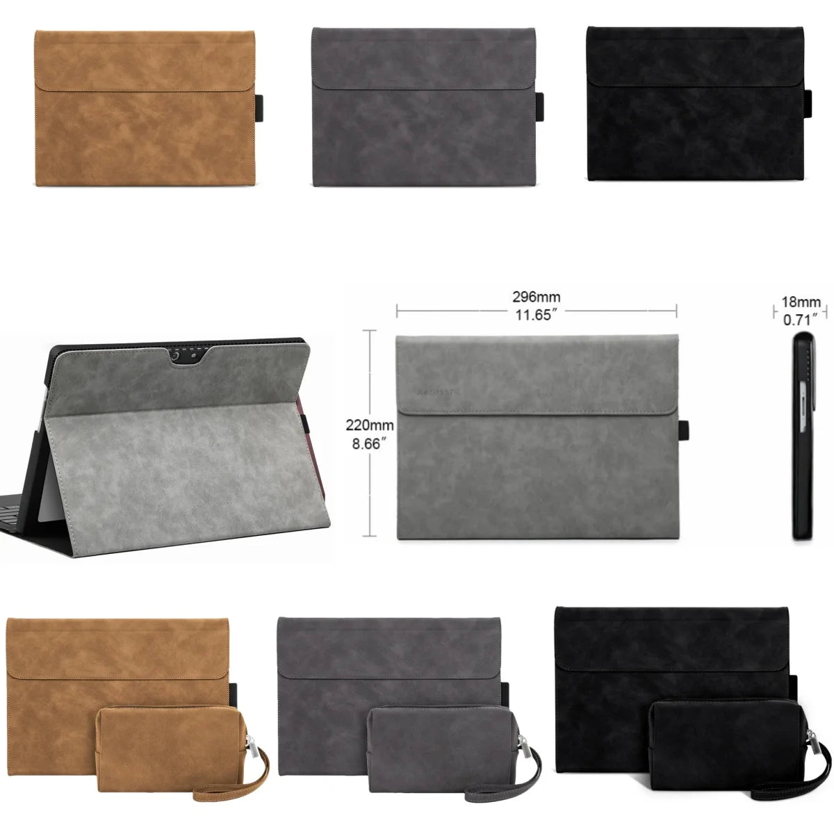 Business Portfolio Case for 13" Surface Pro – Multi-Angle Stand TPU