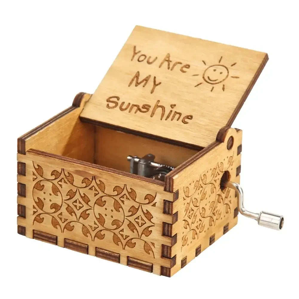 Wooden Hand Crank Music Box