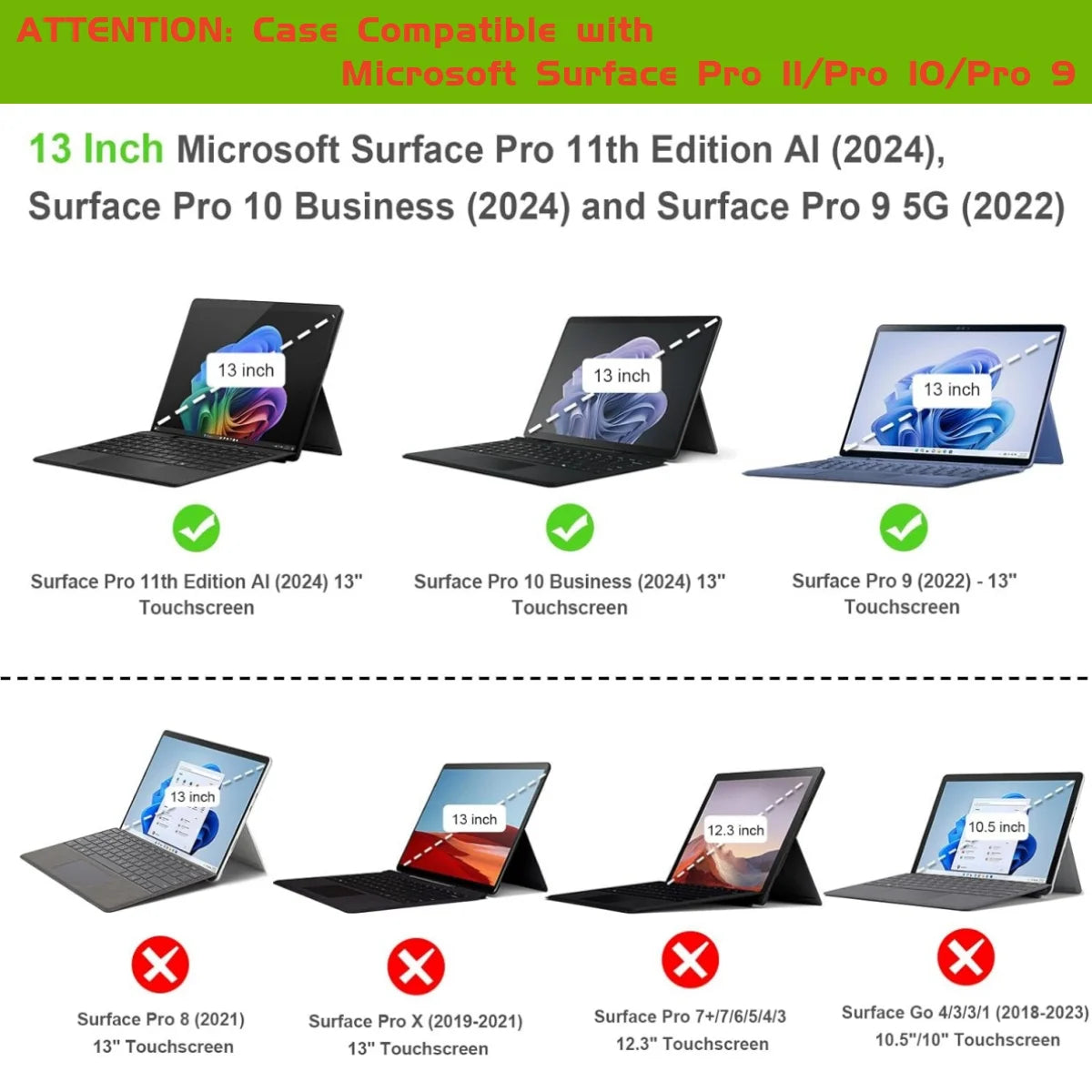 Business Portfolio Case for 13" Surface Pro – Multi-Angle Stand TPU