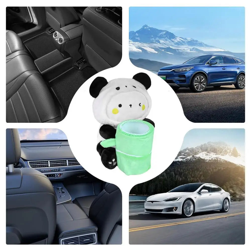 Cute Plush Animal Car Tissue Box & Trash Can Storage Organizer