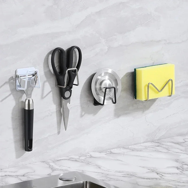 Stainless Steel Sink Sponge Holder – Wall-Mount Kitchen Organizer