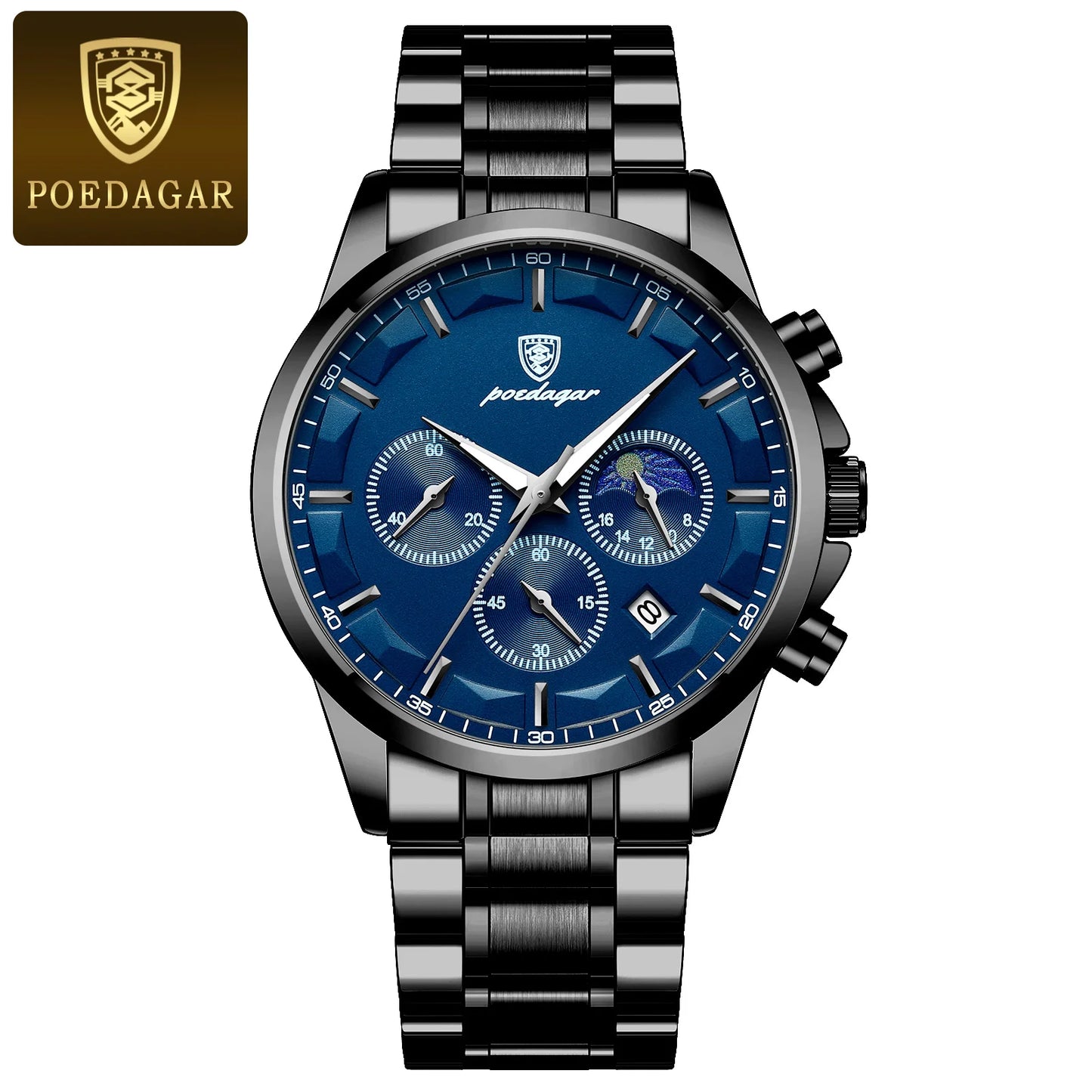 POEDAGAR Men's Luxury Quartz Chronograph Waterproof Watch