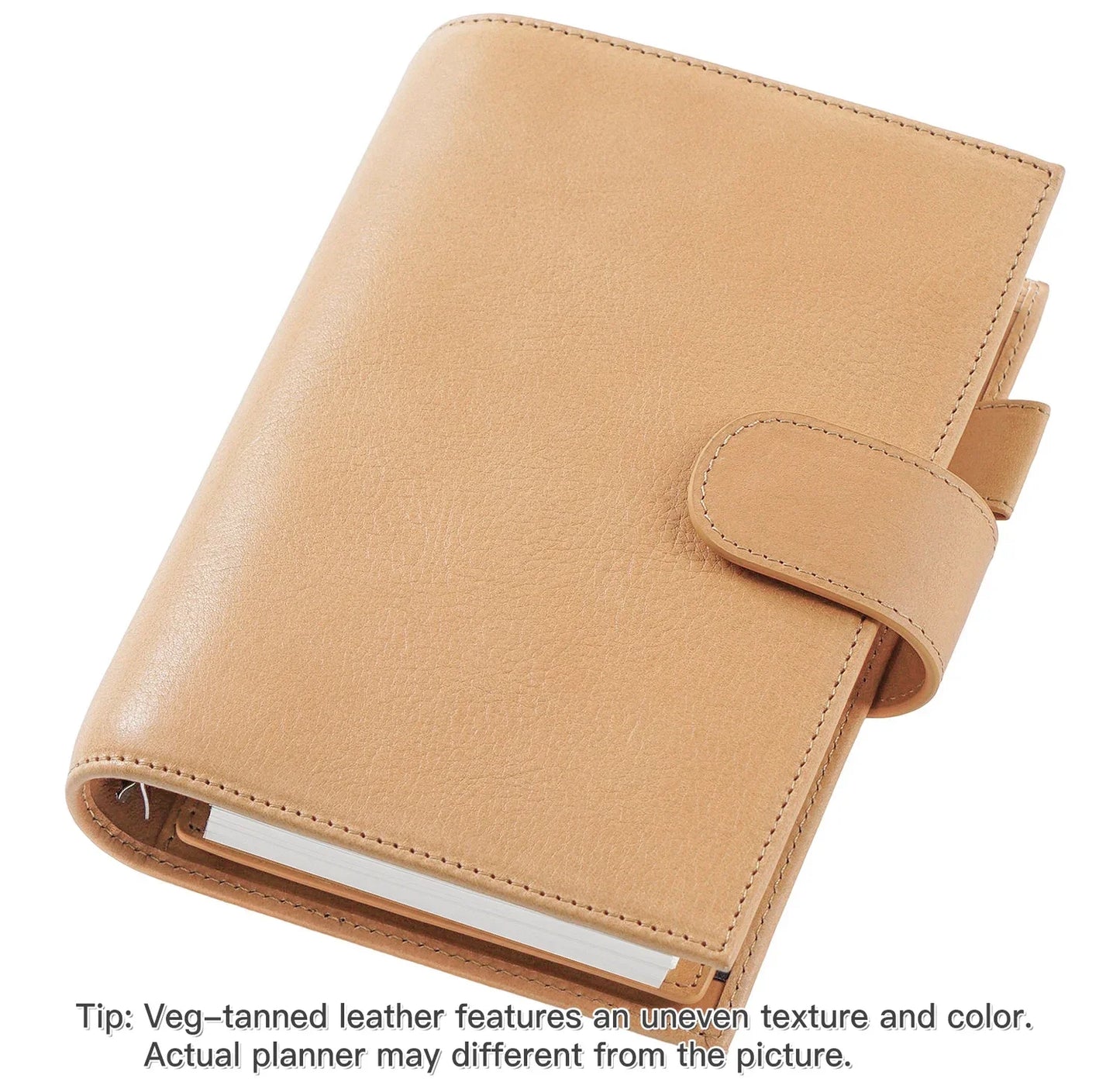 Full Grain Leather Planner with Rings – Personal Size Organizer