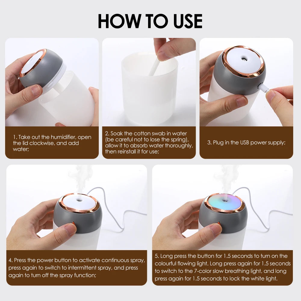 Mini Air Humidifier USB Colorful Light