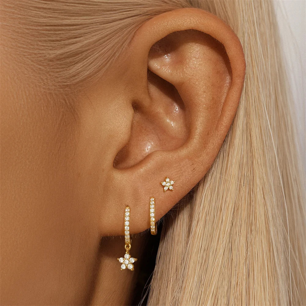 925 Sterling Silver Earring Set – Waterdrop, Flower & Pearl Trio