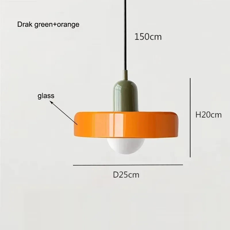 Nordic Retro Glass Pendant Lamp – E27 LED Indoor Chandelier
