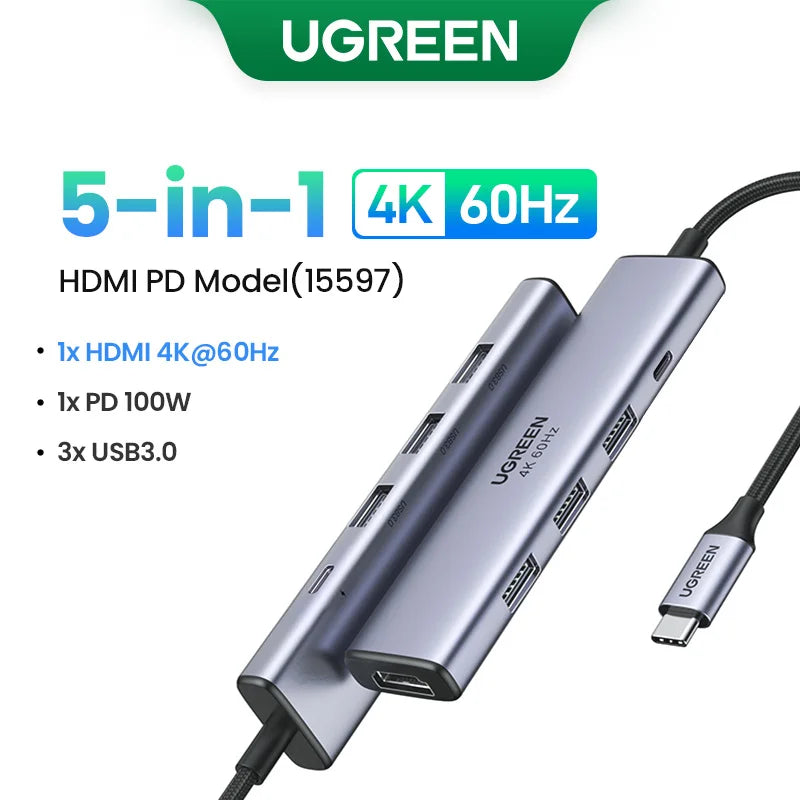 9-in-1 USB-C Hub – 4K@60Hz HDMI, 10Gbps USB, RJ45, PD 100W