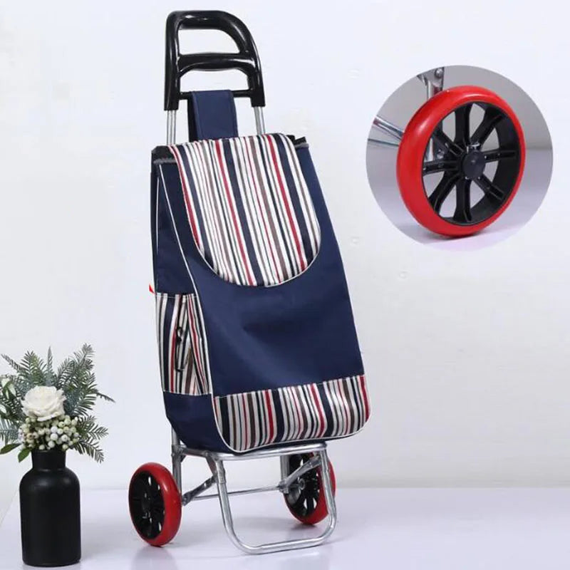 Folding Grocery Cart–Lightweight Aluminum Trolley with Climbing Wheels