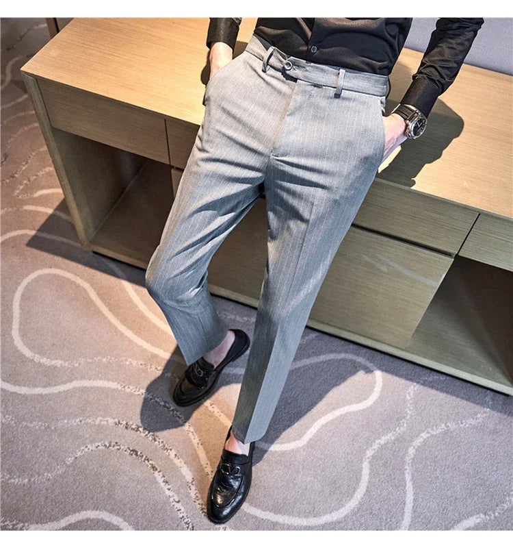 Cartmela Men’s Black Striped Suit Pants