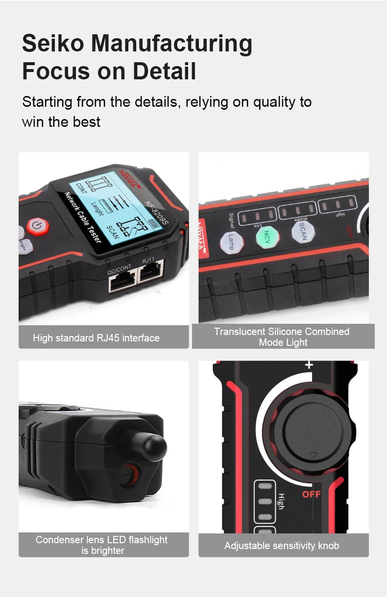Network Cable Tracker & Tester – LCD Display, Wiremap, Length Tool