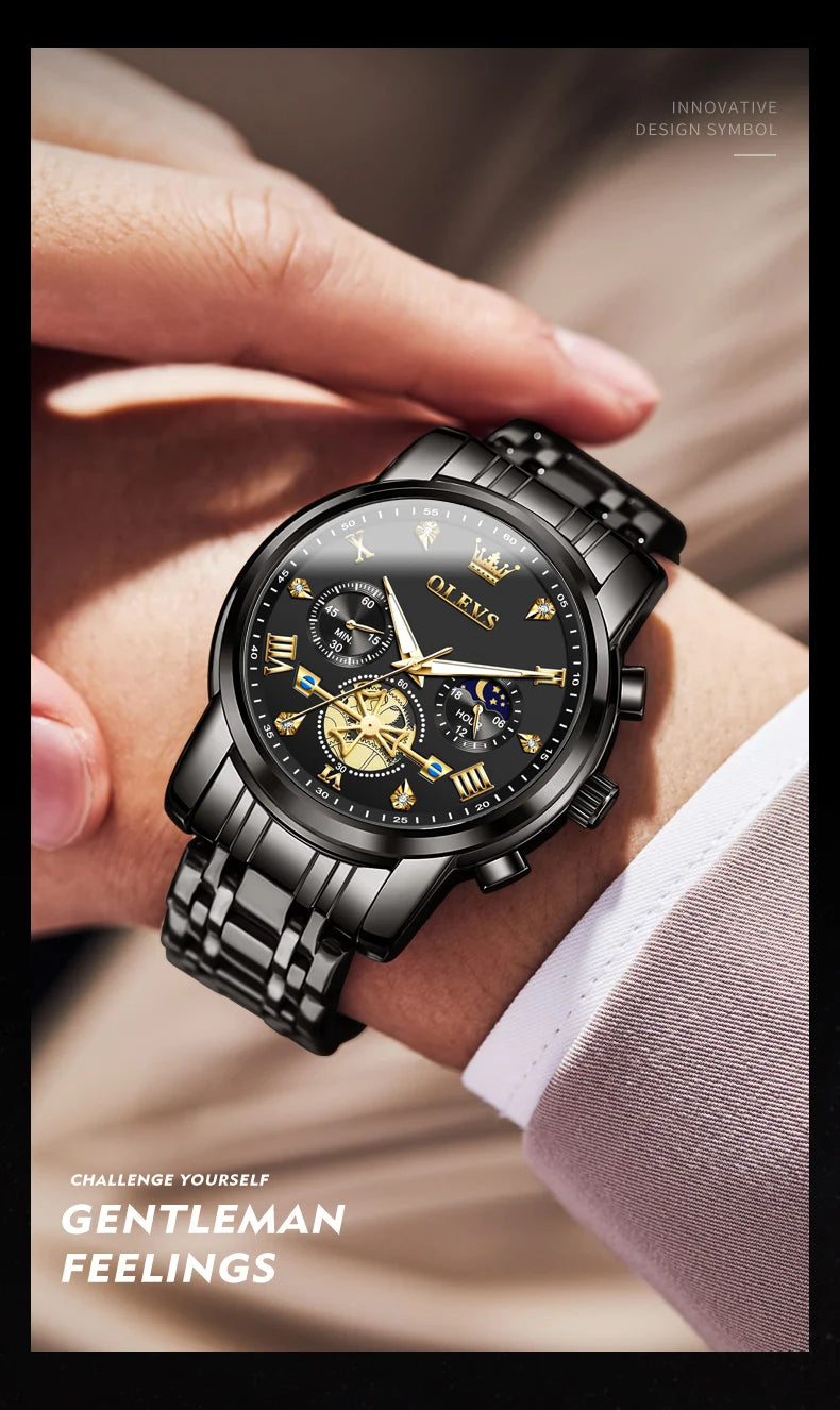 Cartmela 2856 Men’s Quartz Watch – Skeleton Flywheel Chronograph