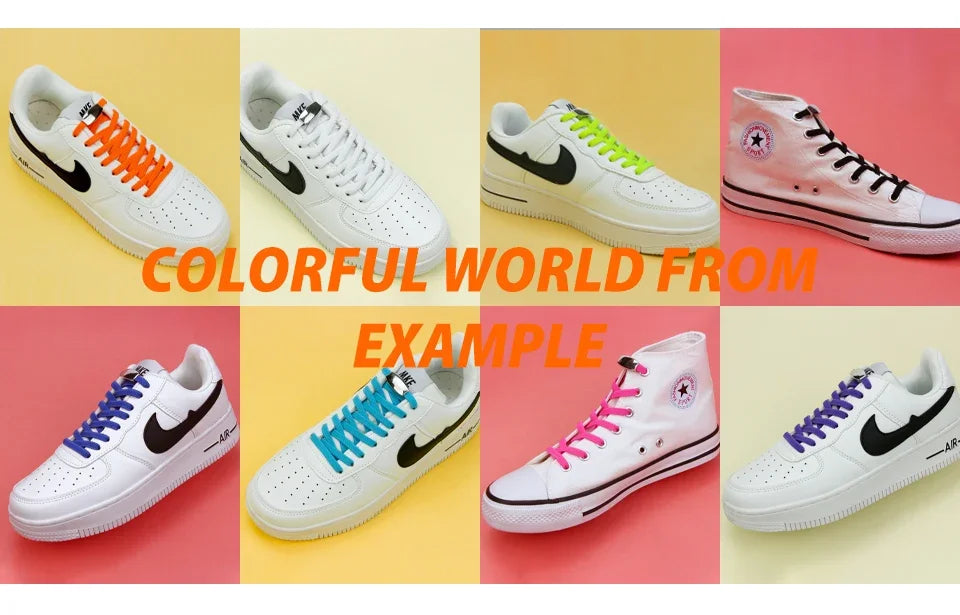 No-Tie Elastic Shoelaces with Metal Lock | Quick Fit for All Shoes