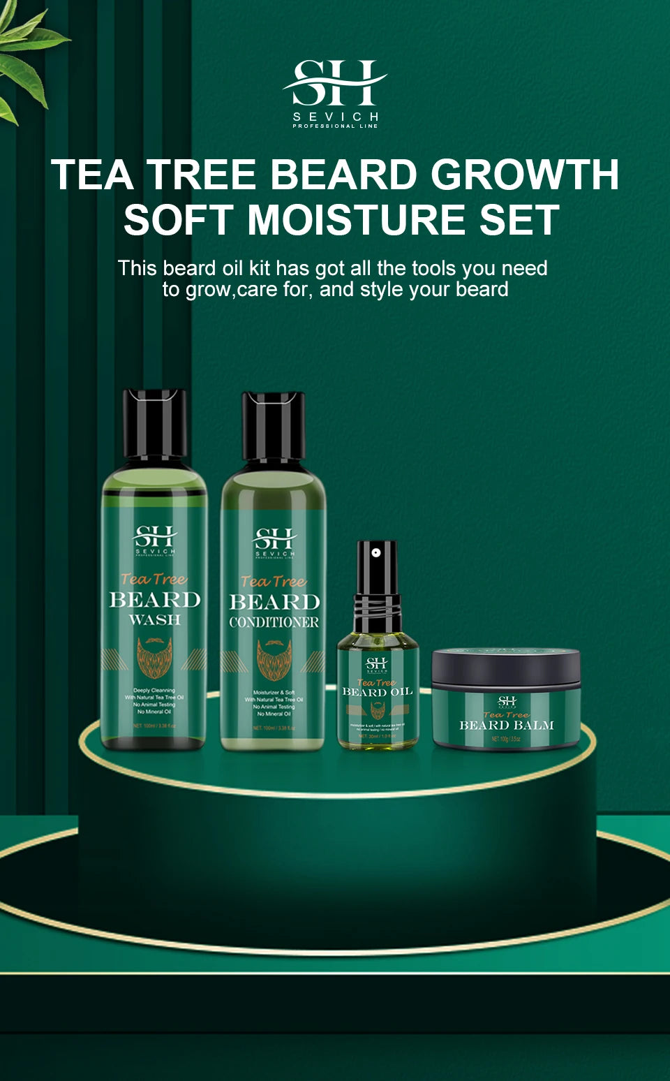 Beard Growth Kit for Men – Oil, Shampoo & Moustache Care Set