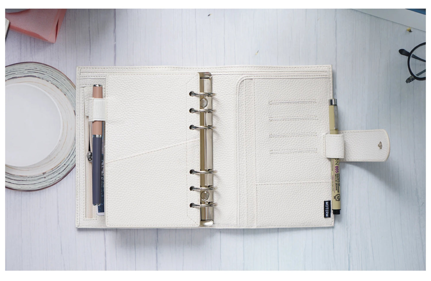 Personal Size Planner – 30mm Rings, Genuine Pebbled Grain Leather