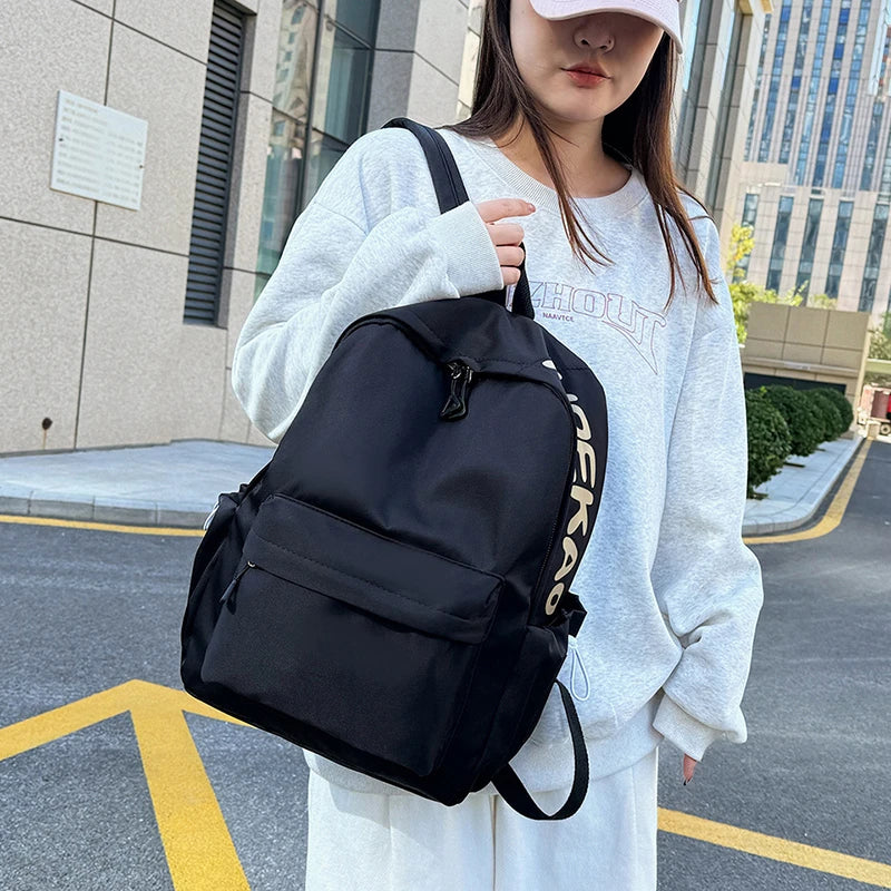 Women’s Waterproof Nylon Backpack – Simple School & Travel Bag