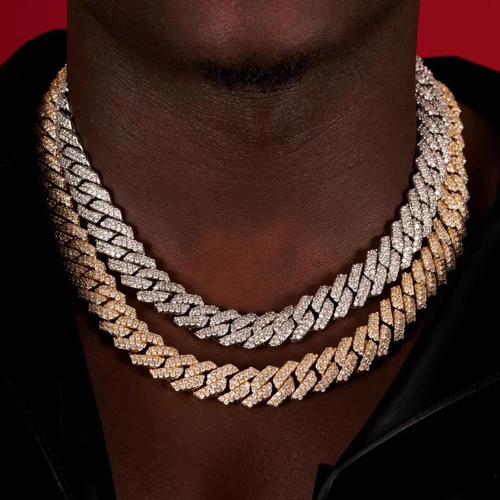 Hip Hop Iced Out Cuban Link Chain Necklace – Gold & Silver Men’s Gift